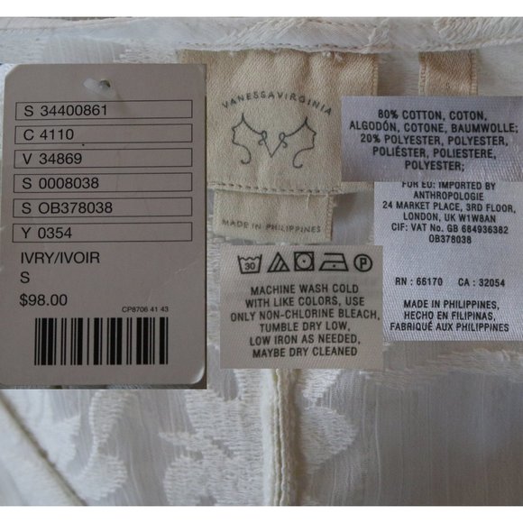 Anthro Vanessa Virginia lace ivory boho top S - Picture 11 of 12